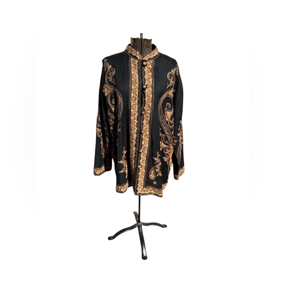 Soft Surrounding Wool Embroidered Button Down Dus… - image 1